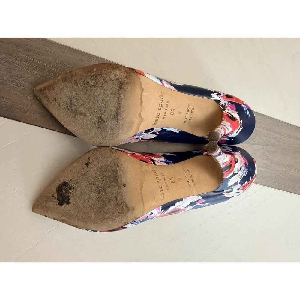 Kate Spade New York Licorice Floral Pointed-Toe Heels 8.5 B